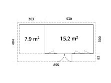 Palmako Gartenhaus AURELIA 15,2+7,9 m² - 833x300cm,...