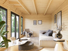Palmako Gartenhaus AURELIA 15,2+7,9 m² - 833x300cm, 44 mm, inkl. Seitendach 303 cm, inkl. Boden, Tür- u. Fenster Aluminium, natur + farbig