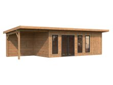 Palmako Gartenhaus AURELIA 19,2+7,9 m² - 973x300 cm, inkl. 2-Raum+Seitendach, 44 mm, inkl. Boden, Tür- u. Fenster Aluminium, natur + farbig