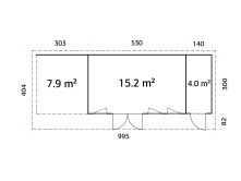 Palmako Gartenhaus AURELIA 19,2+7,9 m² - 973x300 cm,...