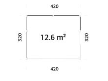 Palmako Gartenhaus SERENA 12,6 m² SET 1 - 420x320cm, 44mm , inkl. Boden, Schiebetür, lackiert dunkelgrau (7012) + dunkelgrau (7012)