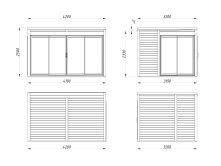 Palmako Gartenhaus SERENA 12,6 m² SET 1 - 420x320cm, 44mm , inkl. Boden, Schiebetür, lackiert dunkelgrau (7012) + dunkelgrau (7012)