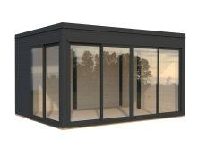 Palmako Gartenhaus SERENA 12,6 m² SET 1 - 420x320cm, 44mm , inkl. Boden, Schiebetür, lackiert weiß (9016) + weiß (9016)