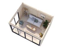 Palmako Gartenhaus SERENA 12,6 m² SET 1 - 420x320cm, 44mm , inkl. Boden, Schiebetür, natur + farbig