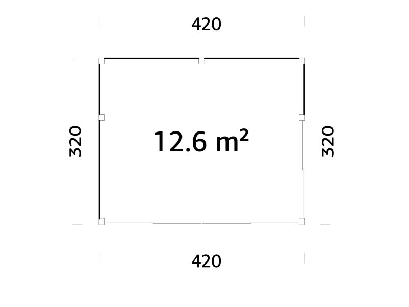 Palmako Gartenhaus SERENA 12,6 m² SET 1 ISO - 420x320cm, 44mm , inkl. Boden, Schiebetür Plus, lackiert hellgrau (7042)+ hellgrau (7042)