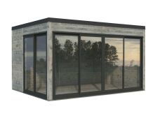 Palmako Gartenhaus SERENA 12,6 m² SET 1 ISO - 420x320cm, 44mm , inkl. Boden, Schiebetür Plus, lackiert hellgrau (7042)+ hellgrau (7042)