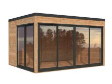 Palmako Gartenhaus SERENA 12,6 m² SET 1 ISO - 420x320cm, 44mm , inkl. Boden, Schiebetür Plus, lackiert hellgrau (7042)+ hellgrau (7042)