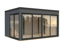 Palmako Gartenhaus SERENA 12,6 m² SET 1 ISO - 420x320cm, 44mm , inkl. Boden, Schiebetür Plus, lackiert hellgrau (7042)+ hellgrau (7042)