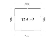 Palmako Gartenhaus SERENA 12,6 m² SET 1 ISO - 420x320cm, 44mm , inkl. Boden, Schiebetür Plus, lackiert hellgrau (7042)+ hellgrau (7042)