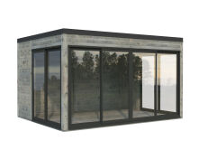 Palmako Gartenhaus SERENA 12,6 m² SET 2 - 420x320cm, 44mm , inkl. Boden, Schiebetür, hellbraun imprägniert