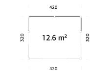 Palmako Gartenhaus SERENA 12,6 m² SET 2 - 420x320cm, 44mm , inkl. Boden, Schiebetür, transparent imprägniert