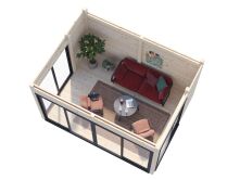 Palmako Gartenhaus SERENA 12,6 m² SET 2 - 420x320cm, 44mm , inkl. Boden, Schiebetür, natur + farbig