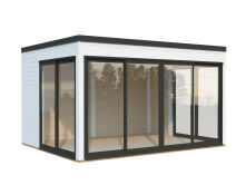 Palmako Gartenhaus SERENA 12,6 m² SET 2 ISO - 420x320cm, 44mm , inkl. Boden, Schiebetür Plus, grau imprägniert