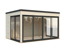 Palmako Gartenhaus SERENA 12,6 m² SET 2 ISO - 420x320cm, 44mm , inkl. Boden, Schiebetür Plus, grau imprägniert