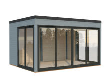 Palmako Gartenhaus SERENA 12,6 m² SET 2 ISO - 420x320cm, 44mm , inkl. Boden, Schiebetür Plus, grau imprägniert