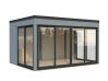 Palmako Gartenhaus SERENA 12,6 m² SET 2 ISO - 420x320cm, 44mm , inkl. Boden, Schiebetür Plus, grau imprägniert