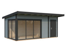 Gartenhaus ANDREA 15,2 m² - 530x300 cm, 44 mm, 2-Raum,  inkl. Boden, Schiebetür, natur + farbig