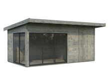 Gartenhaus ANDREA 15,2 m² - 530x300 cm, 44 mm, 2-Raum,  inkl. Boden, Schiebetür, natur + farbig