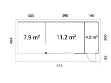 Gartenhaus ANDREA 15,2+7,9 m² - 833x300 cm, 44 mm,...