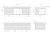 Gartenhaus ANDREA 15,2+7,9 m² - 833x300 cm, 44 mm, 2-Raum+Seitendach 303 cm,  inkl. Boden, Schiebetür, natur + farbig
