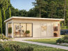 Gartenhaus ANDREA 21,1 m² ISO - 735x300 cm, 44 mm, 2-Raum, inkl. Boden, Schiebetür Plus, natur + farbig