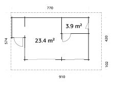 Palmako Ferienhaus CECILIA PLUS ISO 27,3 m²  70 mm -...