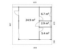 Palmako Ferienhaus CECILIA PLUS ISO 39,9 m²  70 mm -...