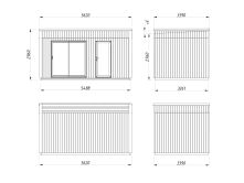 Palmako TINY Gartenhaus JOHANNA 13,6 m²  ISO, 18+47+95 mm Elemente, 562x339 cm, Schiebetür, inkl. Fußboden, natur