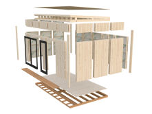Palmako TINY Gartenhaus JOHANNA 13,6 m²  ISO, 18+47+95 mm Elemente, 562x339 cm, Schiebetür, inkl. Fußboden, natur