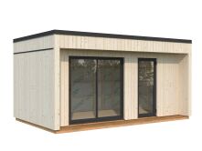Palmako TINY Gartenhaus JOHANNA 13,6 m²  ISO, 18+47+95 mm Elemente, 562x339 cm, Schiebetür, inkl. Fußboden, natur