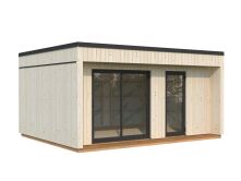 Palmako TINY Gartenhaus JOHANNA 19,4 m²  ISO, 18+47+95 mm Elemente, 562x448 cm, Schiebetür, inkl. Fußboden, natur
