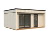 Palmako TINY Gartenhaus JOHANNA 19,4 m²  ISO, 18+47+95 mm Elemente, 562x448 cm, Schiebetür, inkl. Fußboden, natur