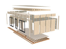 Palmako TINY Gartenhaus JOHANNA 31,8 m²  ISO, 18+47+95 mm Elemente, 901x448 cm, Schiebetür,  inkl. Fußboden, natur