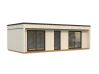 Palmako TINY Gartenhaus JOHANNA 31,8 m²  ISO, 18+47+95 mm Elemente, 901x448 cm, Schiebetür,  inkl. Fußboden, natur