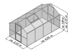 KGT Gewächshaus Modell Rose IV, blank 2,33 x 4,29 x...
