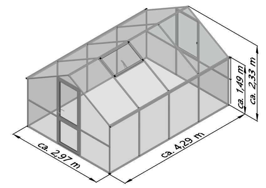 KGT Gewächshaus Modell Orchidee IV, moosgrün 2,97 x 4,29 x 2,33m