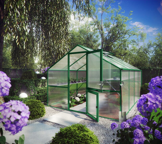 KGT Gewächshaus Modell Orchidee IV, moosgrün 2,97 x 4,29 x 2,33m