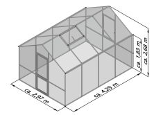 KGT Gewächshaus Modell Lilie IV, moosgrün 2,97 x 4,29 x 2,68 m