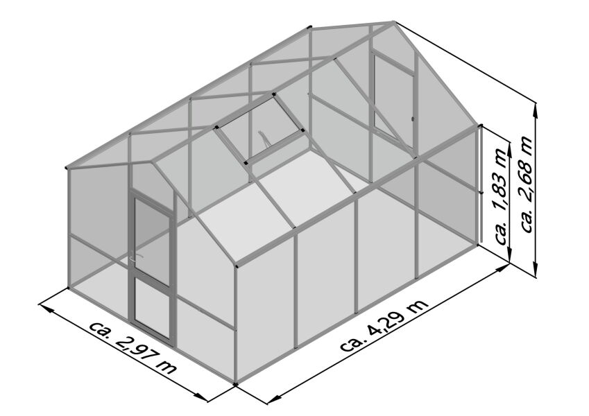 KGT Gewächshaus Modell Lilie IV, anthrazit-grau 2,97 x 4,29 x 2,68 m