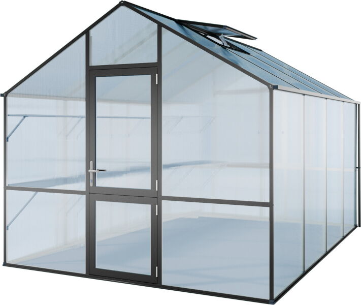 KGT Gewächshaus Modell Lilie IV, anthrazit-grau 2,97 x 4,29 x 2,68 m