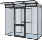 KGT Gewächshaus Modell Linea I, anthrazit-grau 2,33 x 1,10 x 2,02 m