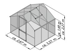 KGT Gewächshaus Modell Enzian III, blank 2,67 x 2,27  x 2,27 m