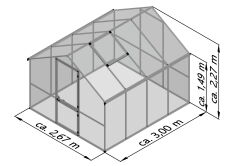 KGT Gewächshaus Modell Enzian IV, blank 2,67 x 3,00  x 2,27 m