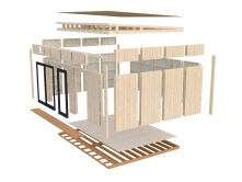 Palmako TINY Gartenhaus REBEKKA 19,4 m²  ISO, 18+47+95 mm Elemente, 562x448 cm, Schiebetür, inkl. Fußboden, natur