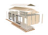 Palmako TINY Gartenhaus REBEKKA 22,4 m²  ISO, 18+47+95 mm Elemente, 901x339 cm, Schiebetür, inkl. Fußboden, natur