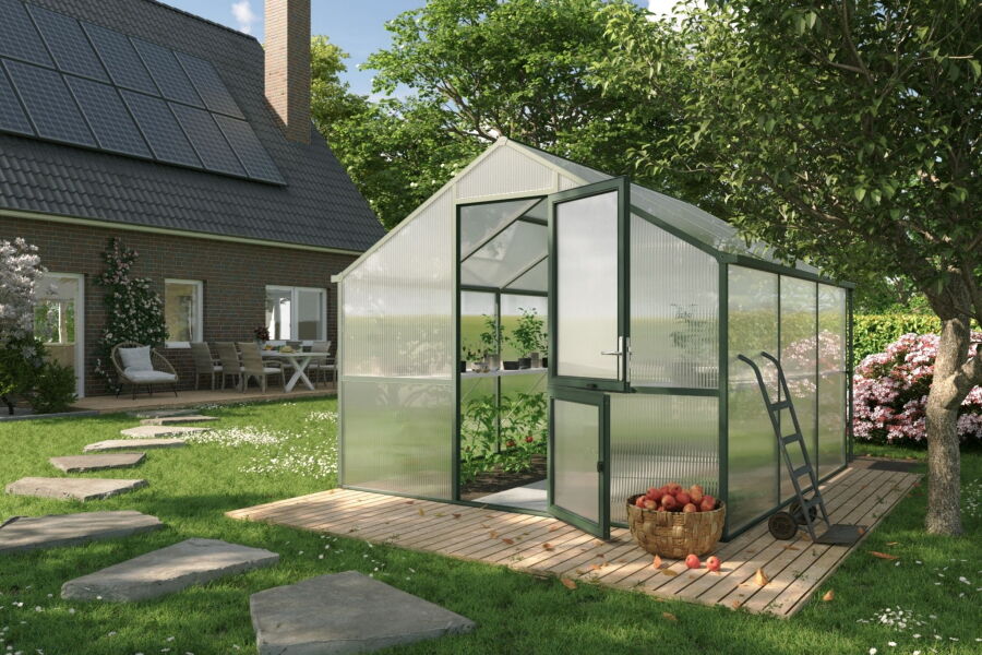 KGT Gewächshaus Modell Nelke III, tannengrün 2,97 x 3,23 x 2,44 m