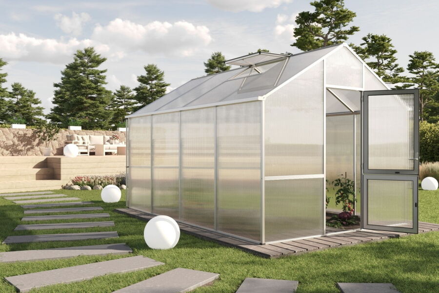 KGT Gewächshaus Modell Dahlie IV, blank 2,97 x 4,29 x 2,76 m