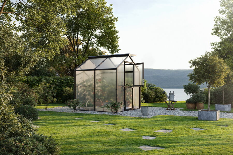 KGT Gewächshaus Modell Galant II anthrazit-grau HKP/HKP 2,16 x 2,08 x 2,38 cm