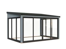 Palmako Terrasenüberdachung Glashaus LUMI 11,6 m²  ISO - 420x297 cm, Schiebetür Plus, natur + farbig