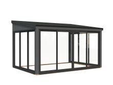 Palmako Terrasenüberdachung Glashaus LUMI 11,6 m²  ISO - 420x297 cm, Schiebetür Plus, natur + farbig